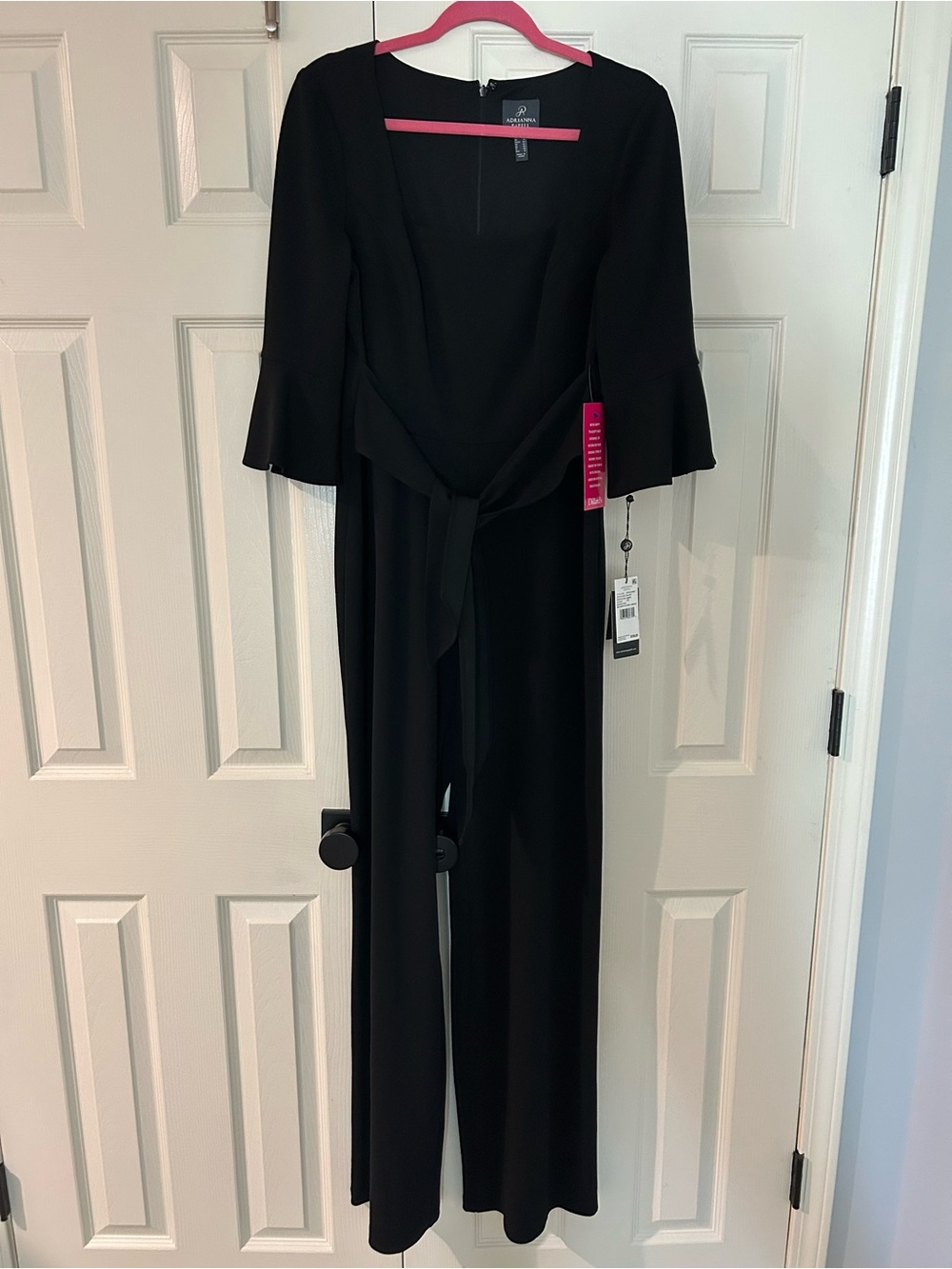 Adrianna Papell Black Wide-Leg Jumpsuit with Tie Waist
